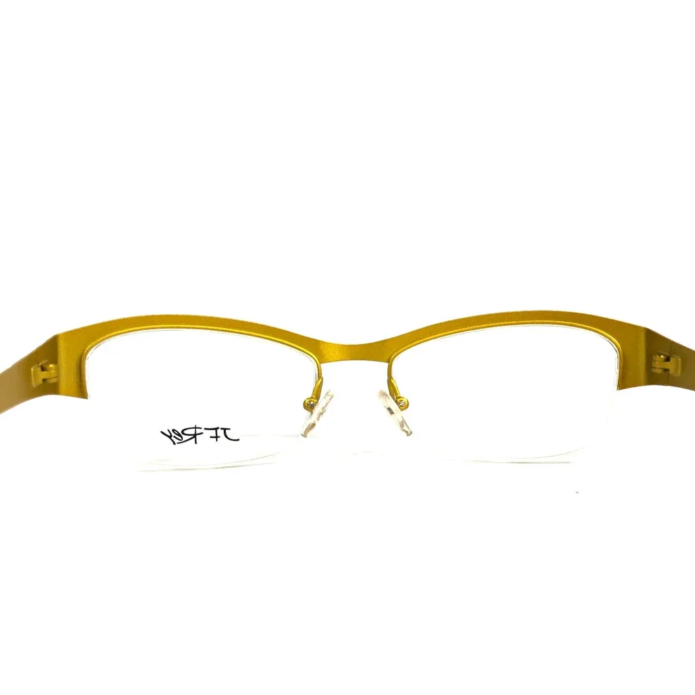 BOZ Eyeglasses Frames VIM 5050 Yellow Cracked Earth Pattern Half Rim 52-18-135